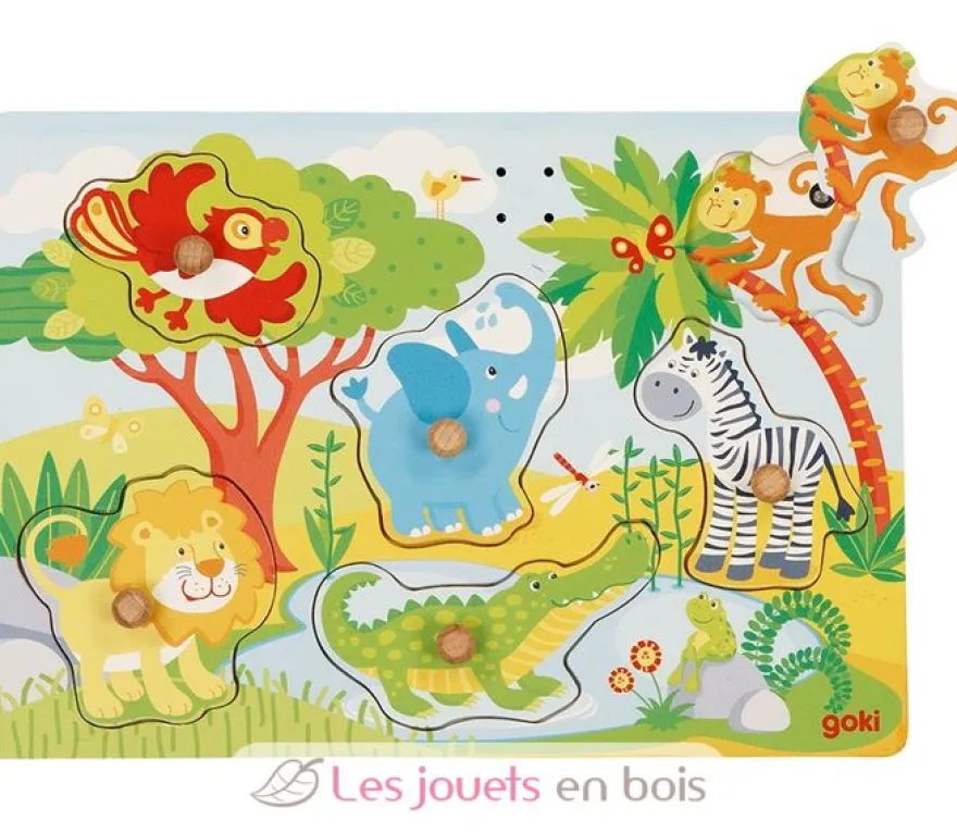 Puzzle à encastrements sonore Zoo - Goki