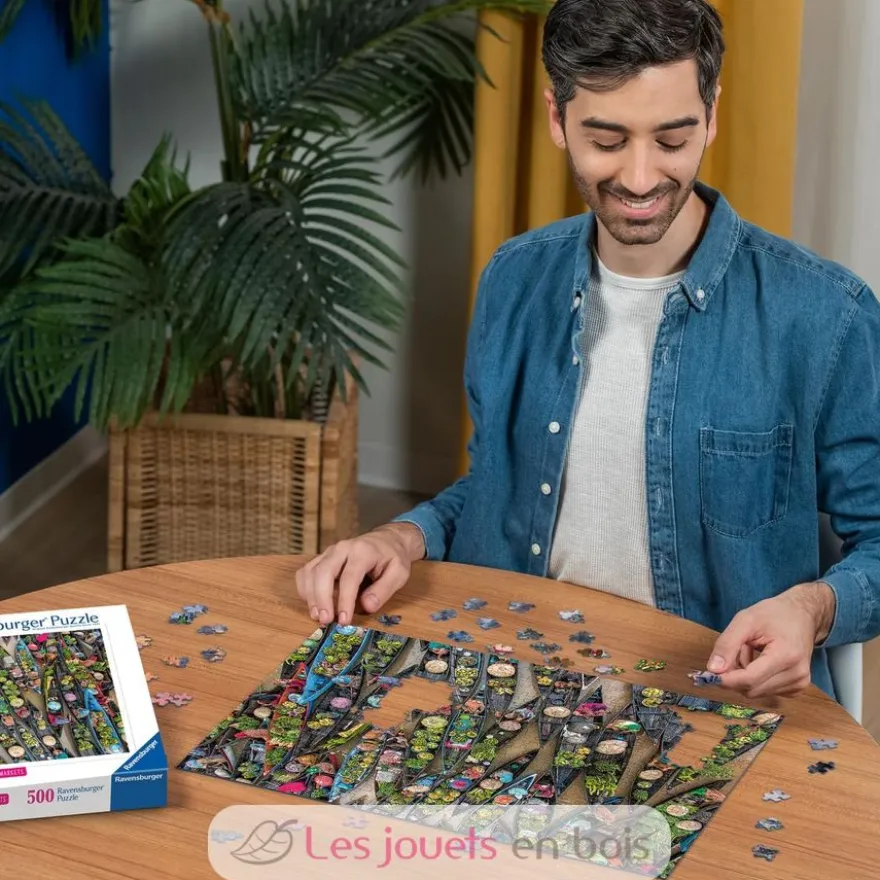 Puzzle Marché flottant en Indonésie 500 pièces - Ravensburger