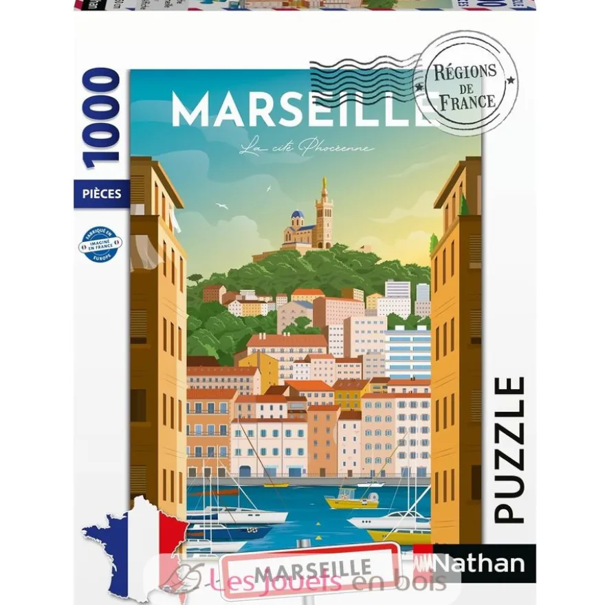 Puzzle 1000 pièces - Affiche de Marseille Louis l'Affiche - Collection Régions de France - Nathan