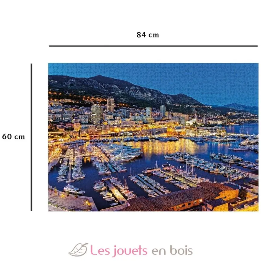 Puzzle 1500 pièces - Une nuit au port de Monaco - Collection Régions de France - Nathan
