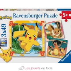 Puzzle Pikachu, Dracaufeu et Evoli 3x49 pcs - Ravensburger