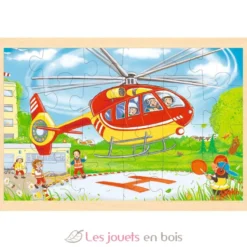 Puzzle réversible hélicoptère et pompiers 24 pcs - Goki