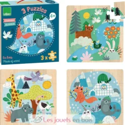 3 puzzles Animaux du monde - Vilac