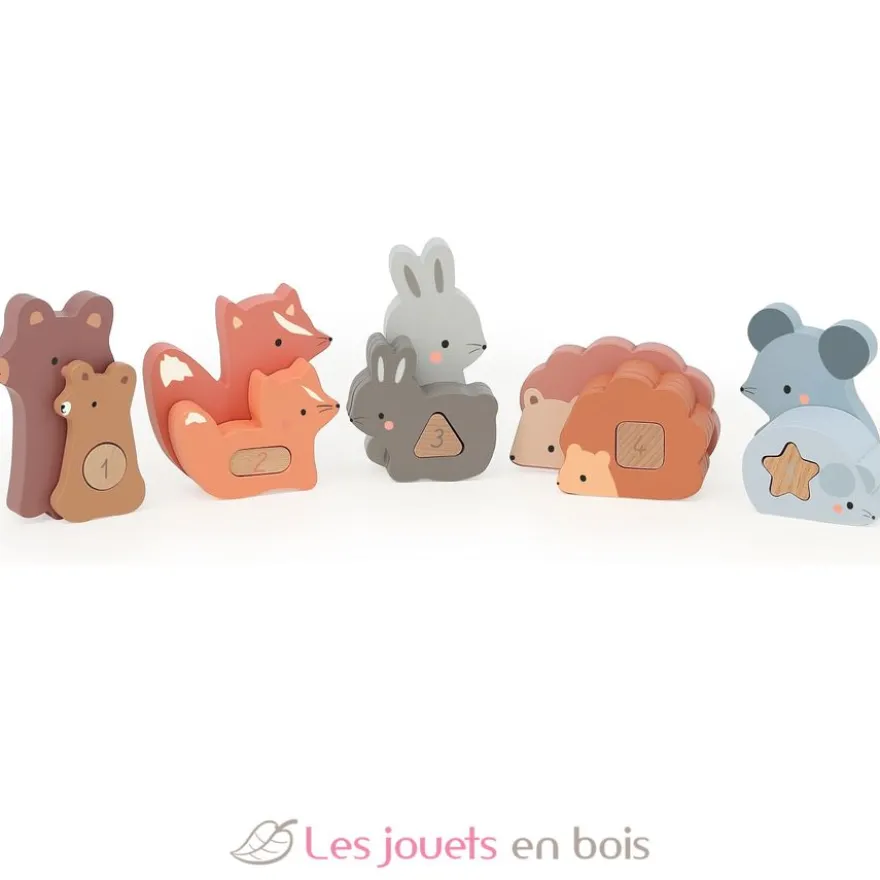 Puzzles d'éveil en bois - Maman bébé animaux à compter - Vilac