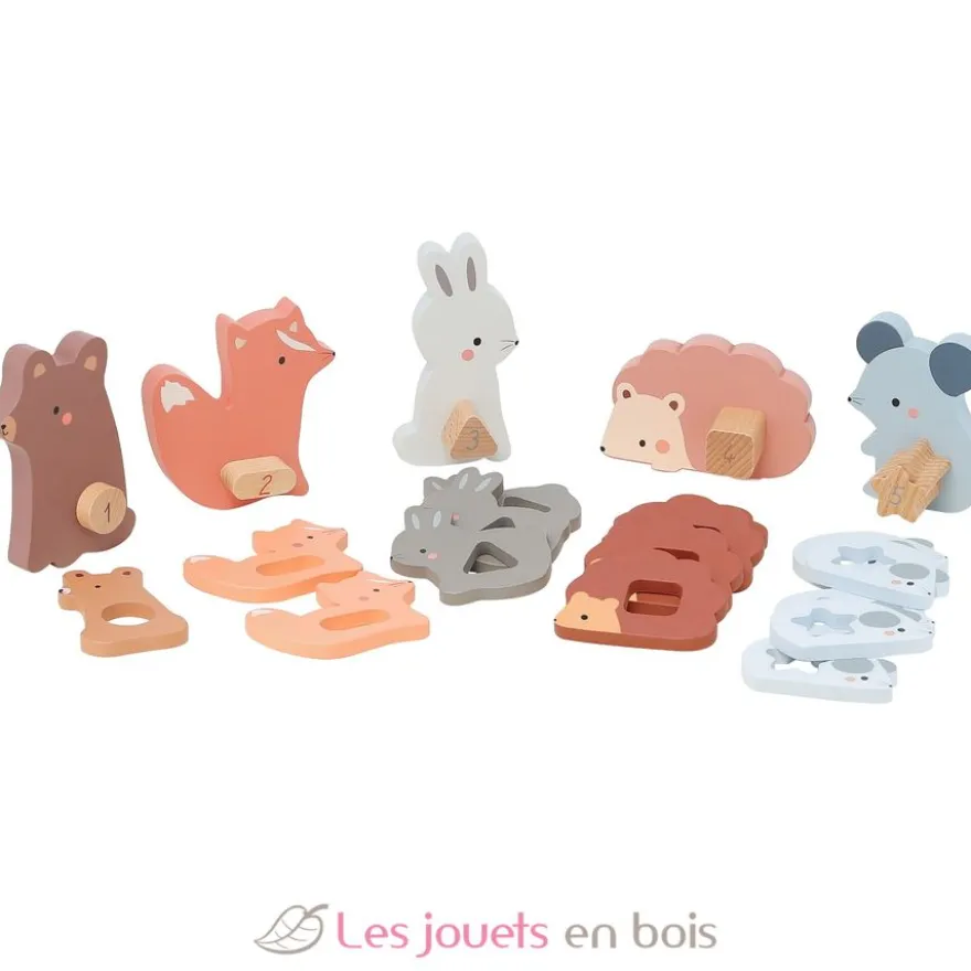 Puzzles d'éveil en bois - Maman bébé animaux à compter - Vilac