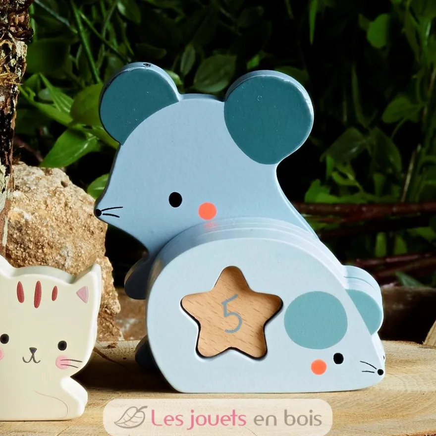 Puzzles d'éveil en bois - Maman bébé animaux à compter - Vilac