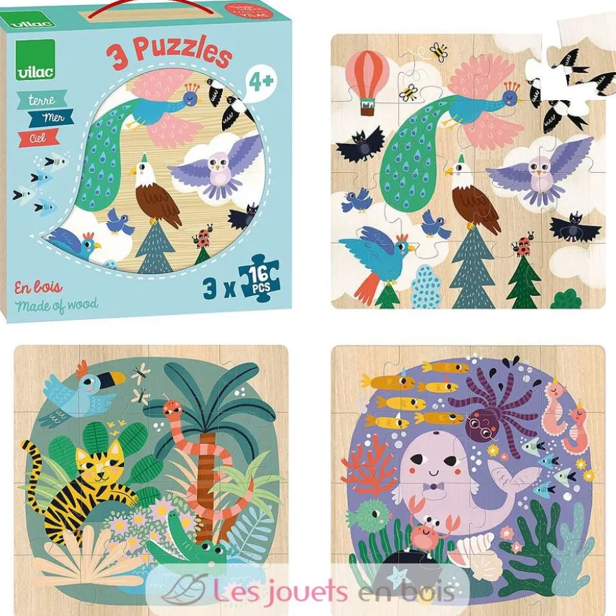3 puzzles Terre Mer Ciel - Vilac
