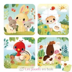4 puzzles évolutifs Animaux Ferme - Janod
