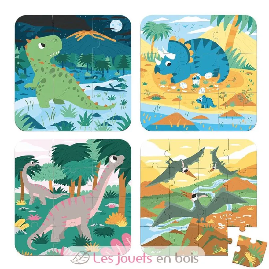 4 puzzles évolutifs Dinosaures - Janod