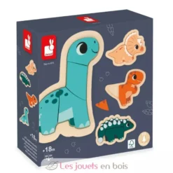 4 puzzles évolutifs en bois Dino - Janod