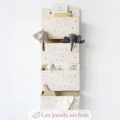 Rangement mural en tissu recyclé terrazzo crème - 3 Sprouts