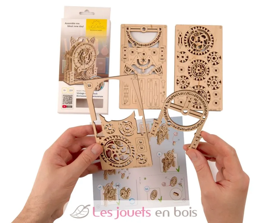 Réveil vintage - Puzzle 3D mécanique en bois - Ugears