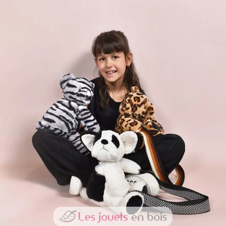 Sac bandoulière ours zébré en peluche - Doudou et Compagnie
