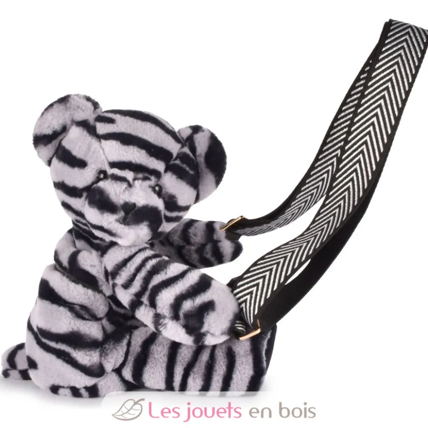 Sac bandoulière ours zébré en peluche - Doudou et Compagnie