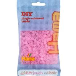 Sachet 1000 perles plastique Midi rose transparent - Hama