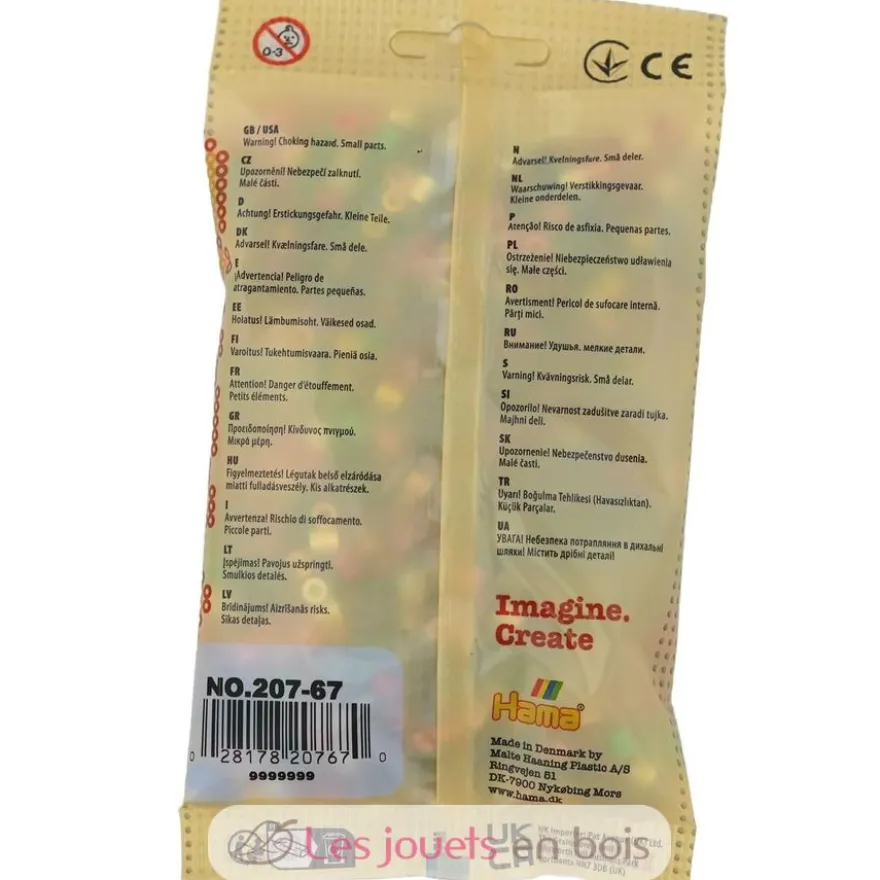 Sachet 1000 perles plastique Midi base mix 22 couleurs - Hama