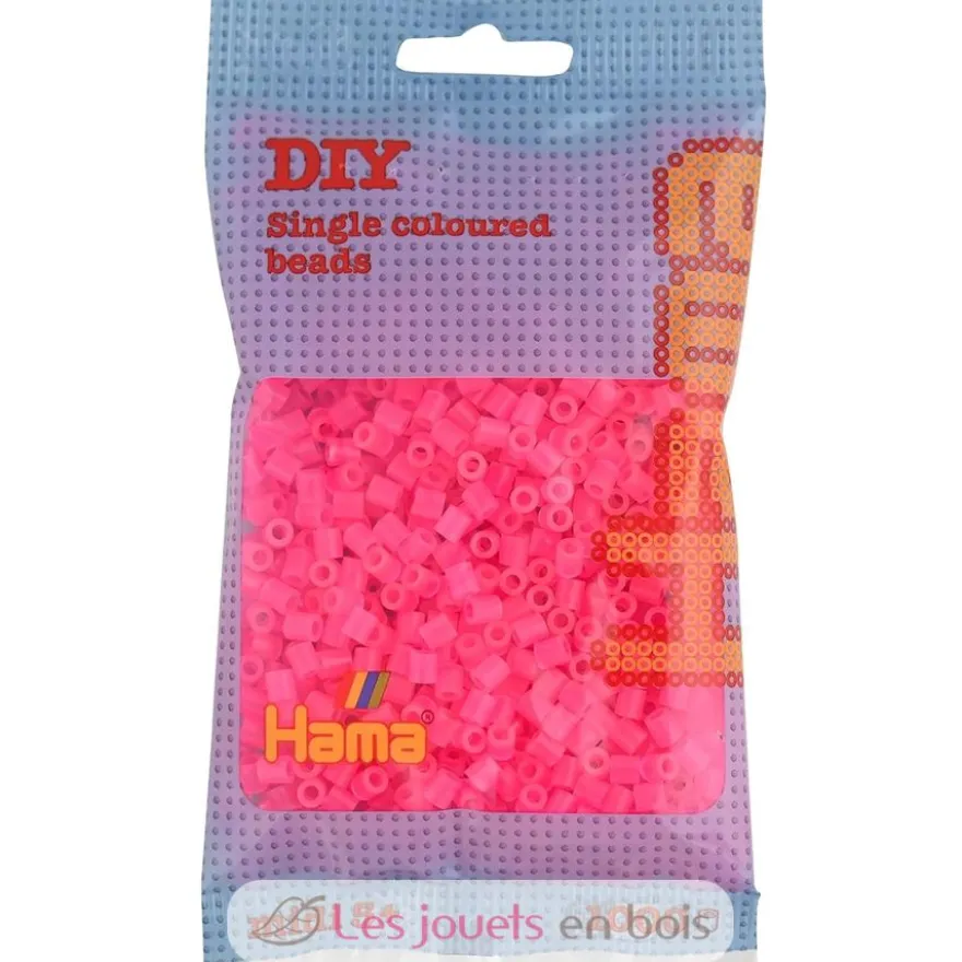 Sachet 1000 perles plastique Midi rose fuschia - Hama