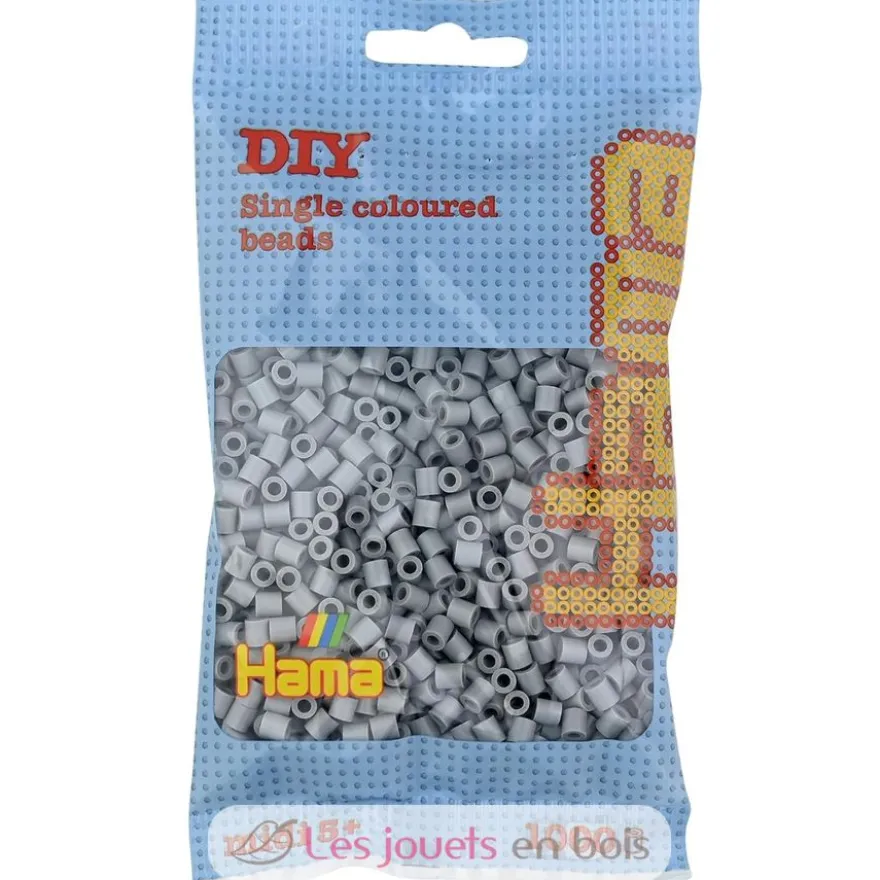 Sachet 1000 perles plastique Midi gris - Hama