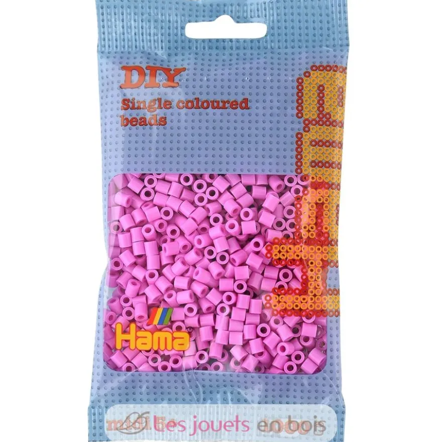 Sachet 1000 perles plastique Midi rose pastel - Hama