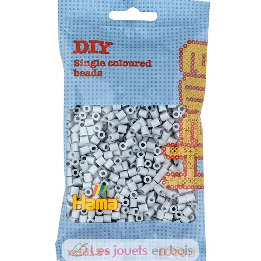 Sachet 1000 perles plastique Midi gris clair - Hama