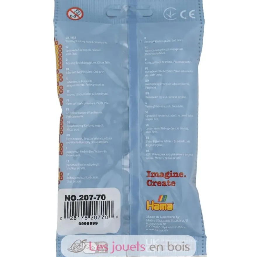 Sachet 1000 perles plastique Midi gris clair - Hama