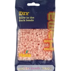 Sachet 1000 perles plastique Midi Rose phosphorescent - Hama