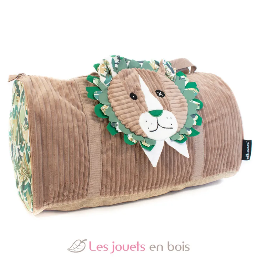 Sac week-end Jélékros lion gris vert Les Déglingos