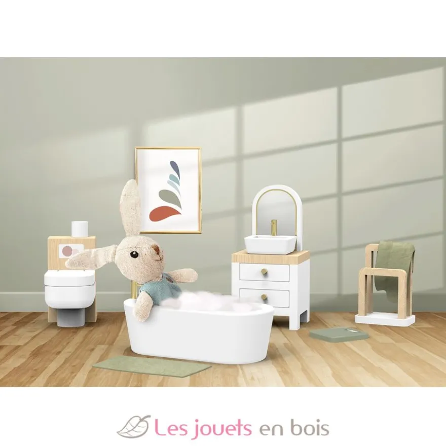Salle de bain de la maison de poupée lapin - Speedy Monkey