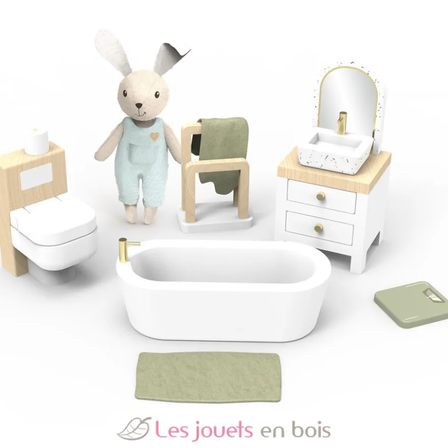 Salle de bain de la maison de poupée lapin - Speedy Monkey