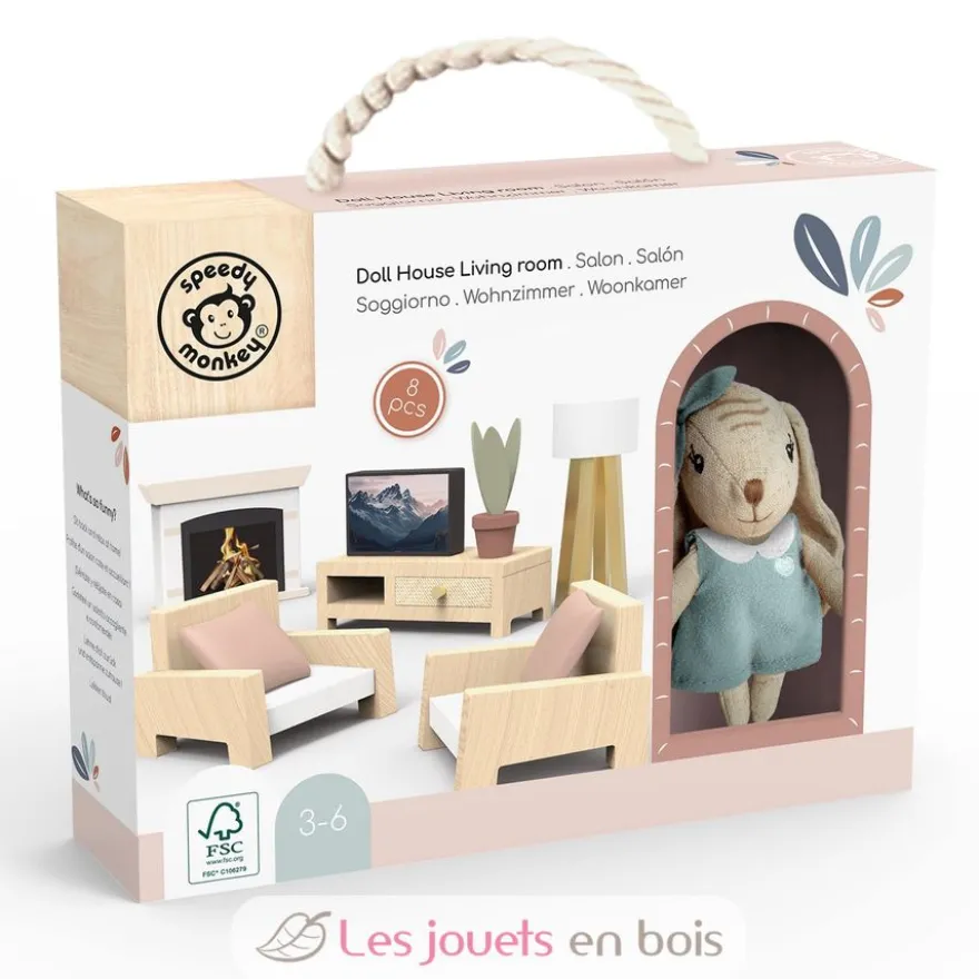 Salon de la maison de poupée lapin - Speedy Monkey