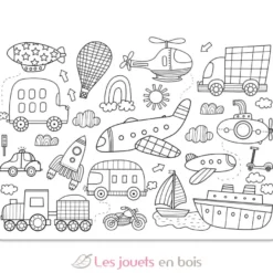 Set de table en silicone à colorier - Véhicules - Ulysse