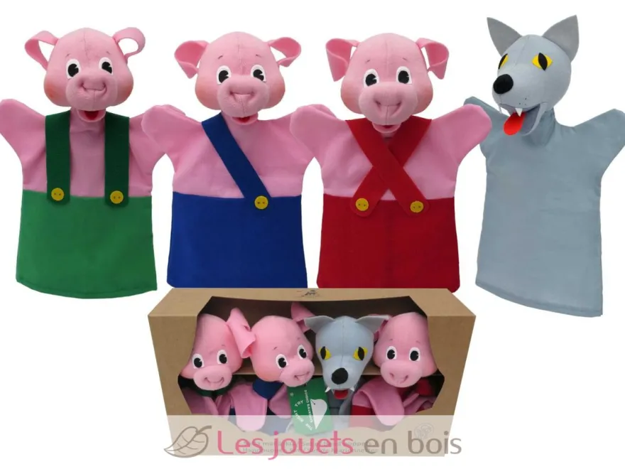 Set 4 Marionnettes Trois Petits Cochons - Mú