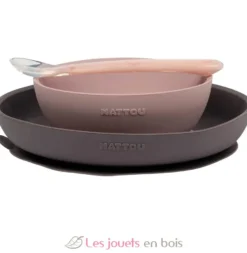 Set repas en silicone rose - Nattou