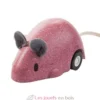 Souris à rétro-friction rose - Plan Toys