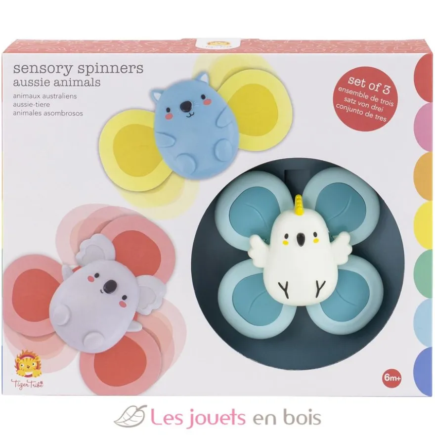 3 Spinners sensoriels animaux australiens - Tiger Tribe
