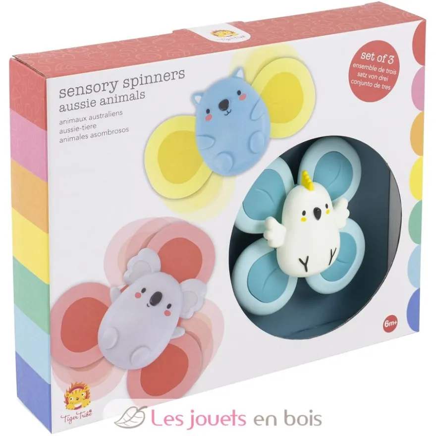 3 Spinners sensoriels animaux australiens - Tiger Tribe
