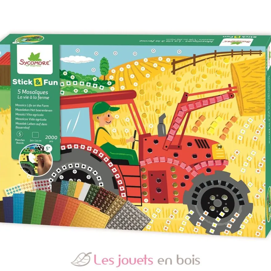 Stick'N Fun - 5 Maxi mosaïques La vie à la ferme - Dès 5 ans - Sycomore
