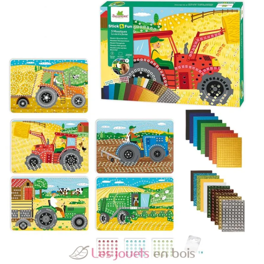 Stick'N Fun - 5 Maxi mosaïques La vie à la ferme - Dès 5 ans - Sycomore