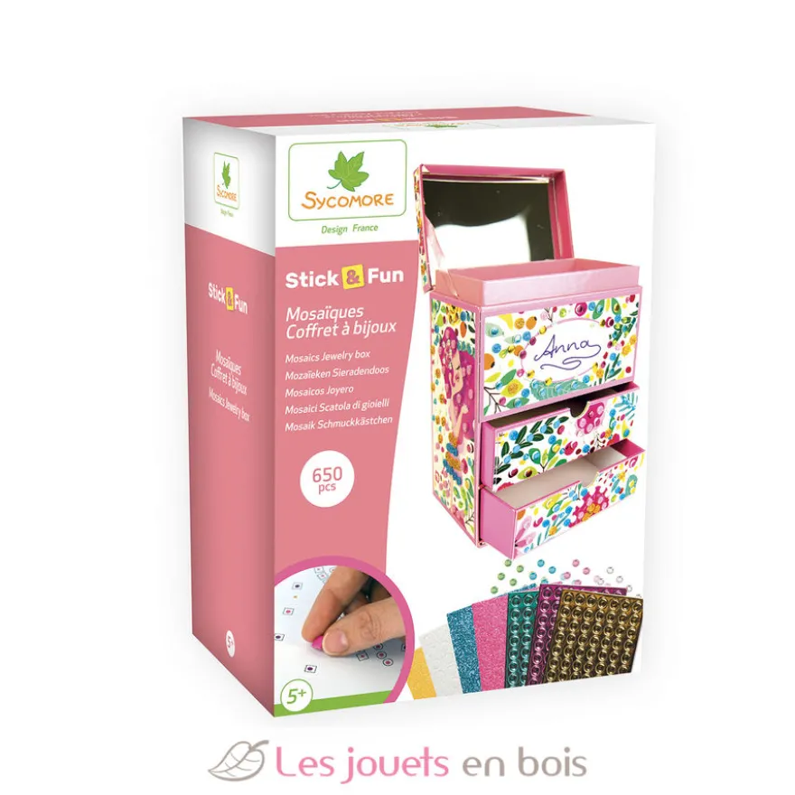 Stick'N Fun - Mosaïques 3D Coffret à bijoux - Dès 5 ans - Sycomore