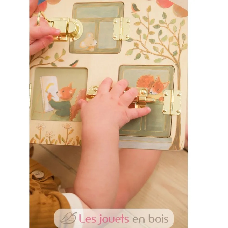 Tableau d'activités en bois avec loquets - Egmont Toys