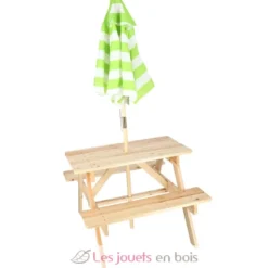 Table de pique nique en bois pour enfant, avec parasol - Esschert Design