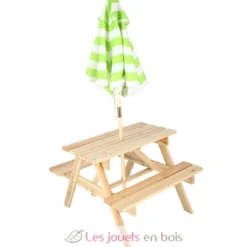Table de pique nique en bois pour enfant, avec parasol - Esschert Design