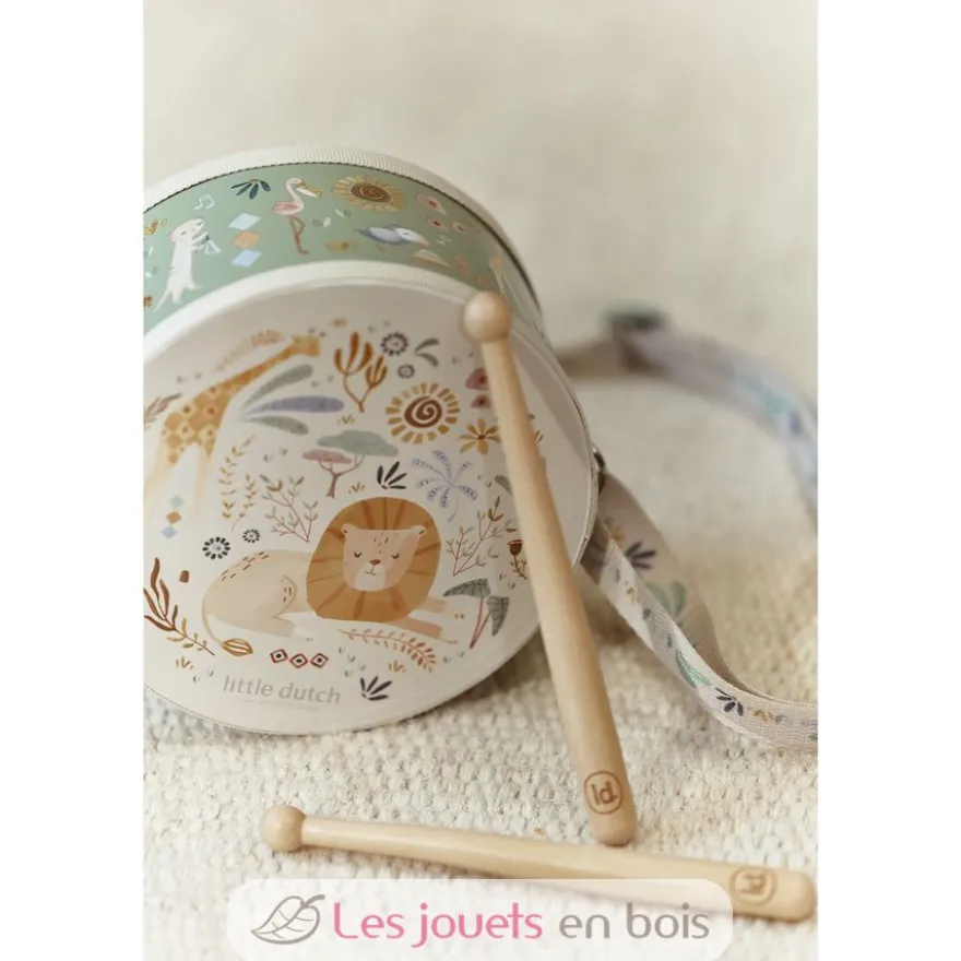 Tambour en bois Safari Friends - Little Dutch