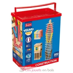 Tecap Multicolor 200 pièces - Planchettes de construction en bois - Jeujura