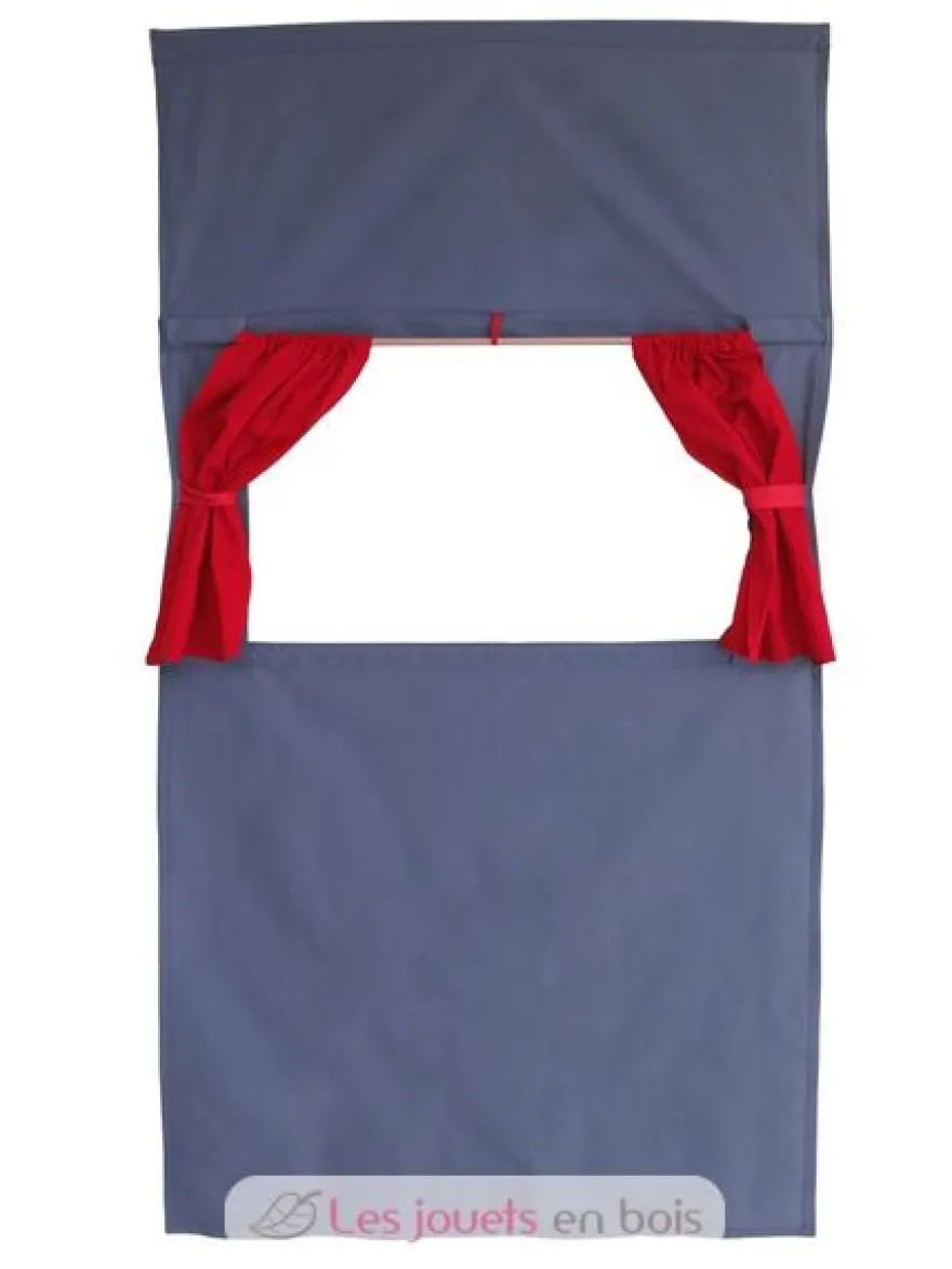Théâtre de porte en tissu gris avec rideaux rouges - Mù