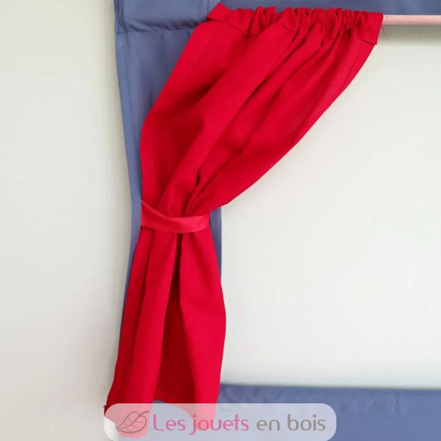 Théâtre de porte en tissu gris avec rideaux rouges - Mù