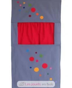 Théâtre de porte en tissu gris avec rideaux rouges - Mù