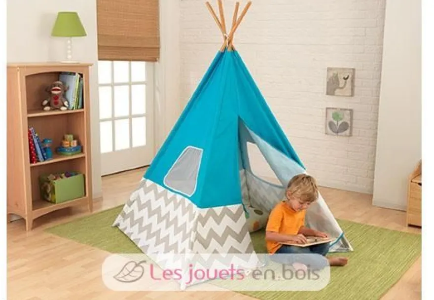 Tipi – turquoise à chevron gris et blanc - Kidkraft