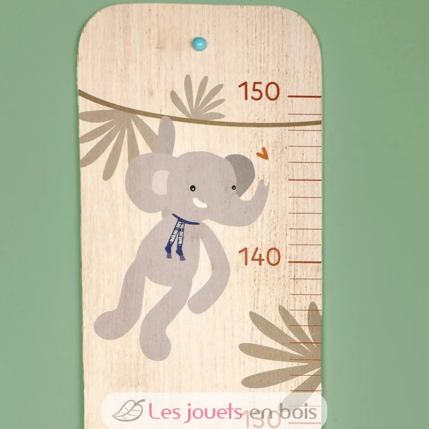 Toise en bois Éléphant jungle - Fabrication française - Maïlou Tradition