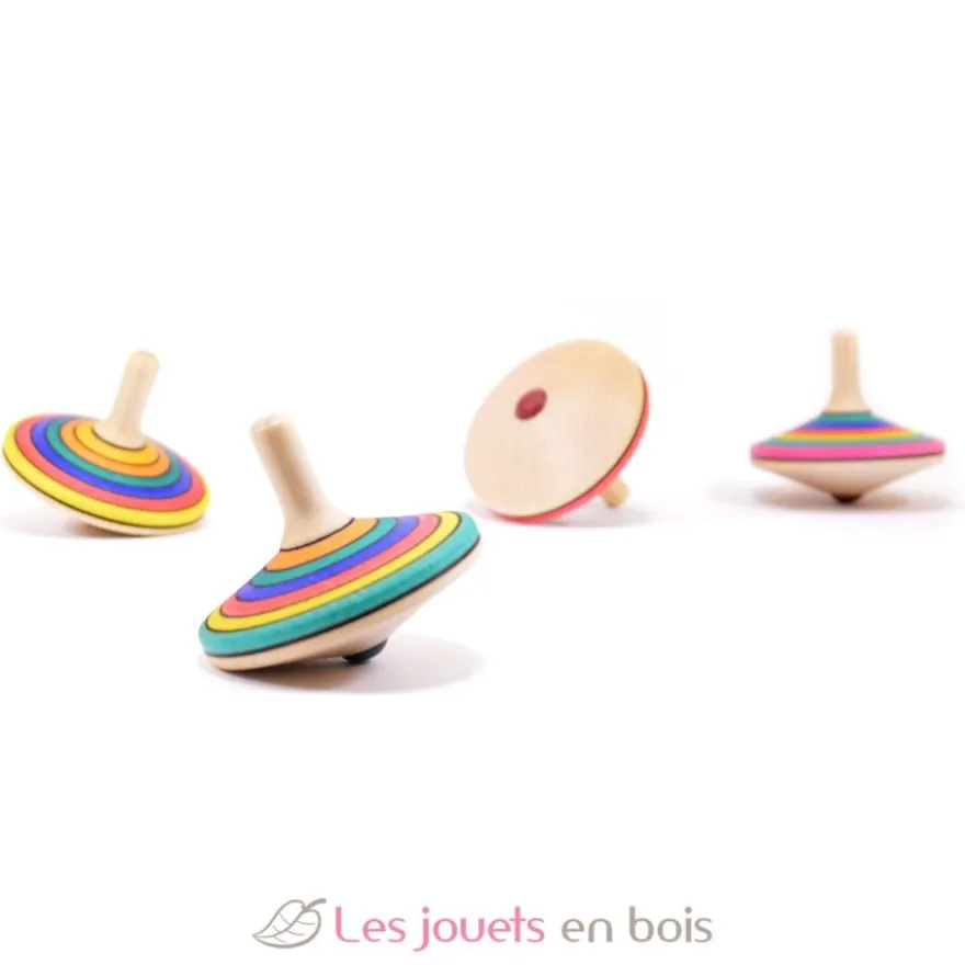 Toupie en bois rayée et colorée 48 mm - Mader